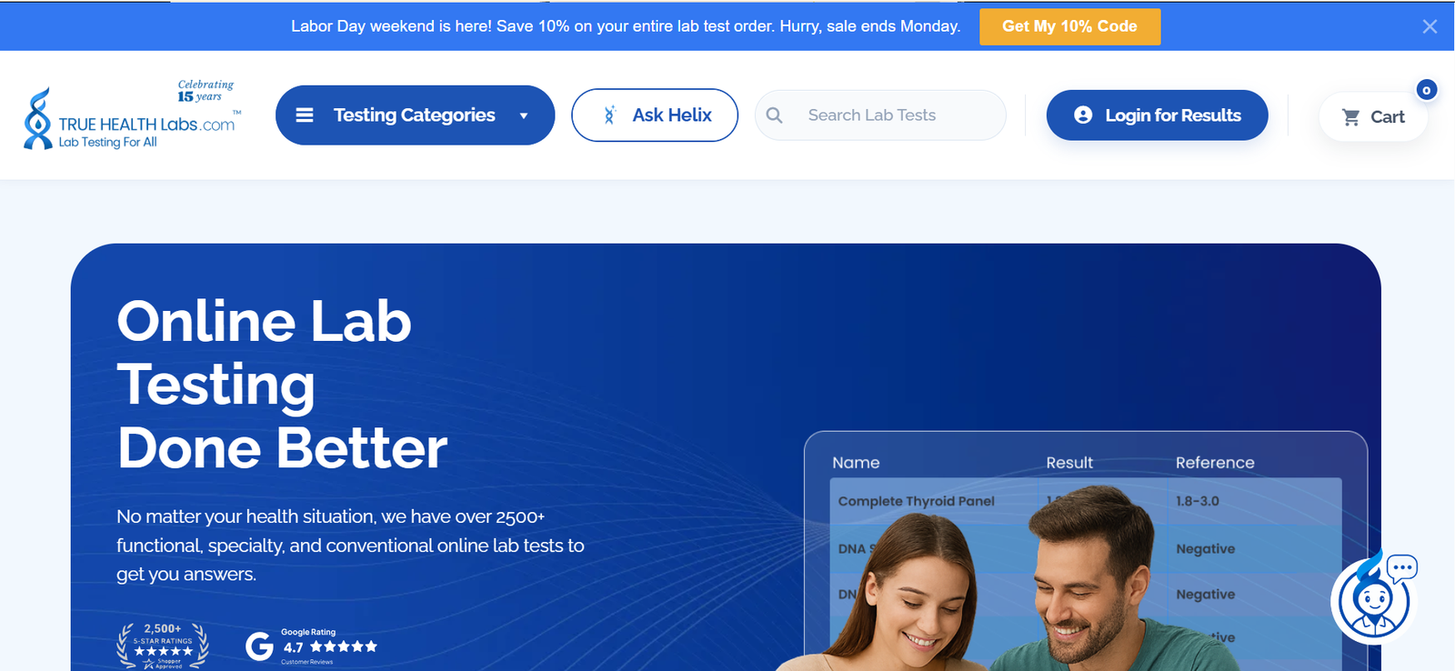 Screenshot of True Health Labs website